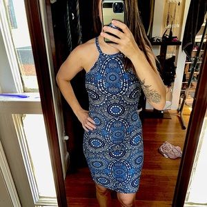 Blue and white pattern sundress